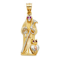 14K Two Tone Gold Santa Muerte Pendant