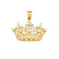 14K Yellow Gold 15 Years CZ Crown Pendant