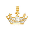14K Yellow Gold 15 Years CZ Crown Pendant