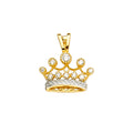 14K Yellow Gold CZ Crown Pendant