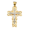 14K Two Tone Goldone CZ Crucifix Cross Pendant