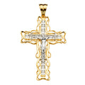 14K Two Tone Goldone CZ Crucifix Cross Pendant