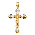 14K Yellow White Rose Goldolor CZ Crucifix Cross Pendant