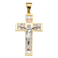 14K Yellow White Rose Goldolor CZ Crucifix Cross Pendant