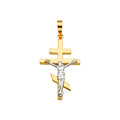 14K Two Tone Gold Crucifix Cross Pendant