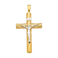 14K Two Tone Gold Crucifix Cross Pendant