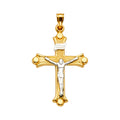 14K Two Tone Gold Crucifix Cross Pendant