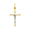 14K Two Tone Gold Crucifix Cross Pendant