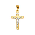 14K Two Tone Gold Crucifix Cross Pendant