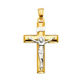 14K Two Tone Gold Crucifix Cross Pendant