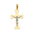 14K Two Tone Goldone Crucifix Cross Pendant