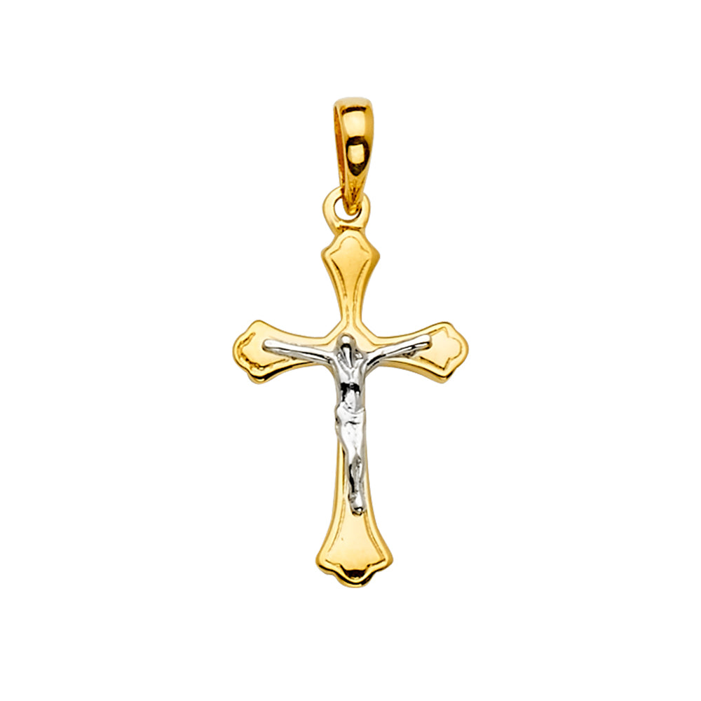 14K Two Tone Goldone Crucifix Cross Pendant
