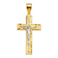 14K Two Tone Gold Crucifix Cross Pendant