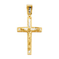14K Two Tone Gold Crucifix Cross Pendant