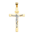 14K Two Tone Gold Crucifix Cross Pendant