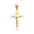 14K Two Tone Gold Crucifix Cross Pendant