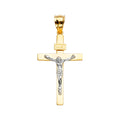 14K Two Tone Gold Crucifix Cross Pendant