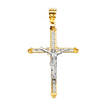 14K Two Tone Goldone CZ Crucifix Cross Pendant