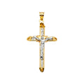 14K Two Tone Goldone CZ Crucifix Cross Pendant