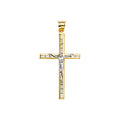 14K Two Tone Goldone CZ Crucifix Cross Pendant
