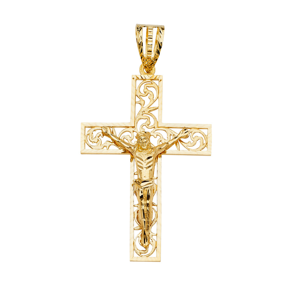 14K Yellow Gold Crucifix Cross Pendant