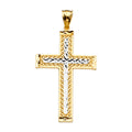 14K Two Tone Goldone Cross Pendant