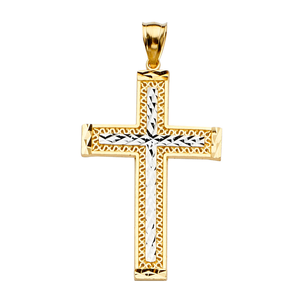 14K Two Tone Goldone Cross Pendant