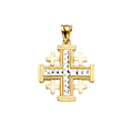 14K Two Tone Goldone Jerusalem Cross Pendant