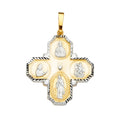 14K Two Tone Gold Four-Way Cross Pendant