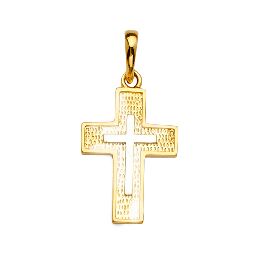 14K Two Tone Goldone Cross Pendant
