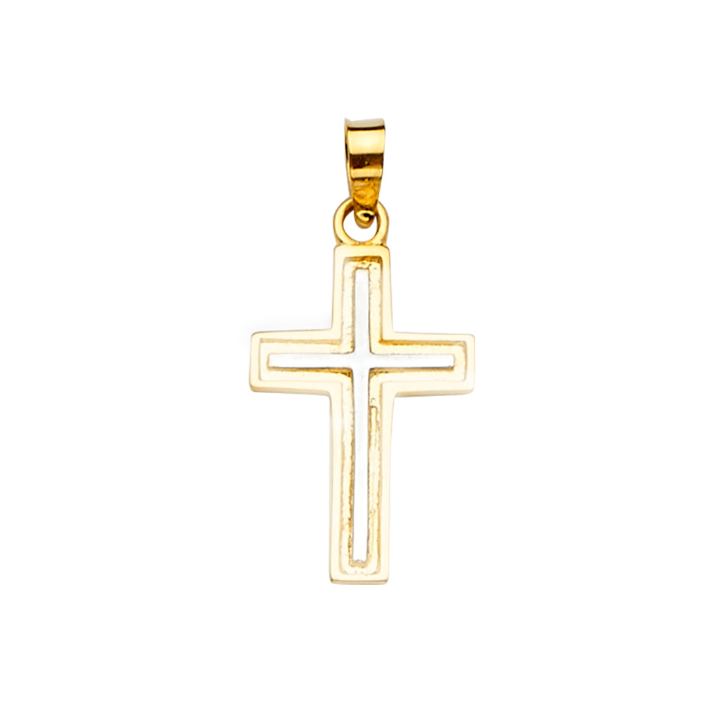 14K Two Tone Goldone Cross Pendant