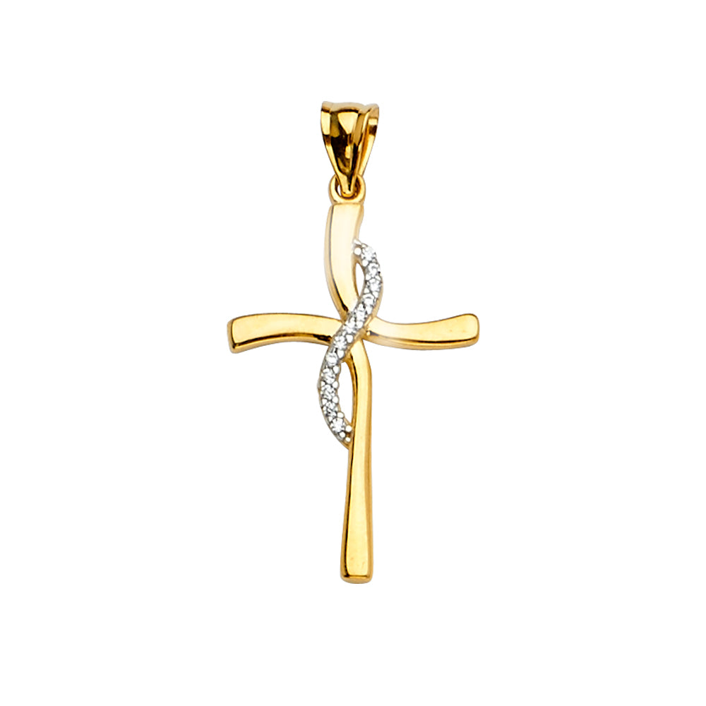 14K Two Tone Goldone Cross Pendant