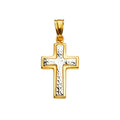 14K Two Tone Gold Cross Pendant