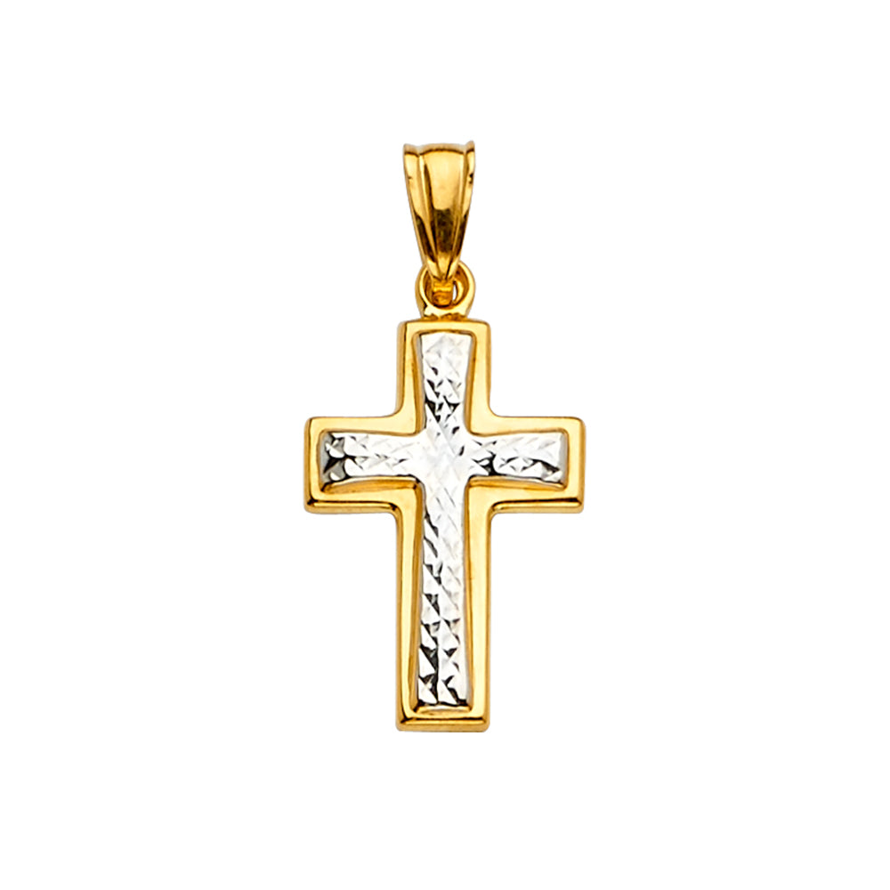 14K Two Tone Gold Cross Pendant