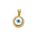 14K Yellow Gold Mop+Cz Evil Eye Pandant