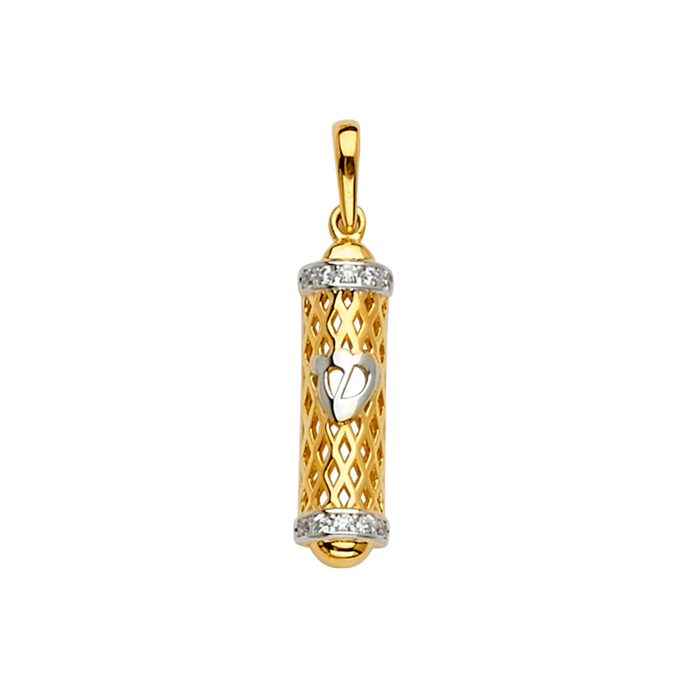 14K Two Tone Goldone Mezuzah Pendant