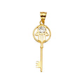 14K Two Tone Goldone Hamsa Key Pendant