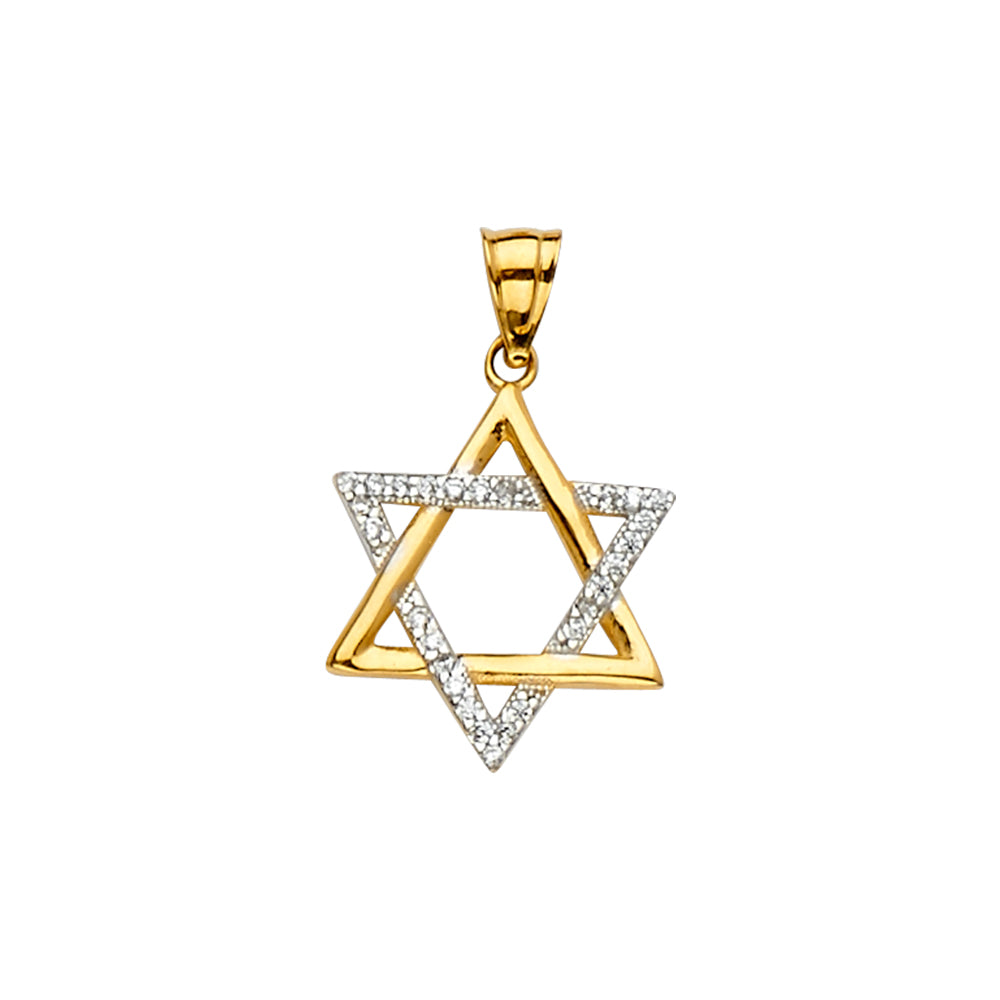 14K Two Tone Goldone Star Of David Pendant