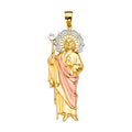 14K Yellow White Rose Goldolor San Judas Pendant