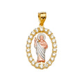 14K Yellow White Rose Gold CZ San Judas Pendant