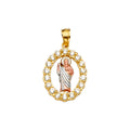 14K Yellow White Rose Gold CZ San Judas Pendant