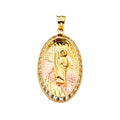 14K Yellow White Rose Goldolor CZ San Judas Medal Pendant
