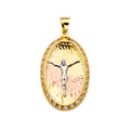 14K Yellow White Rose Goldolor Jesus Medal Pendant