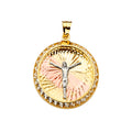 14K Yellow White Rose Goldolor Jesus Medal Pendant