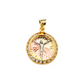 14K Yellow White Rose Goldolor Jesus Medal Pendant