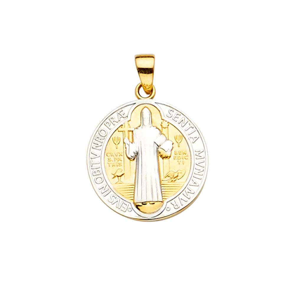 14K Two Tone Gold San Benito Medal Pendant