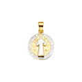 14K Two Tone Gold San Benito Medal Pendant