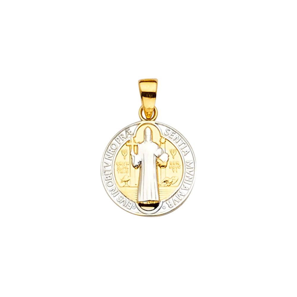 14K Two Tone Gold San Benito Medal Pendant