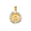 14K Two Tone Goldone CZ Baptism Medal Pendant