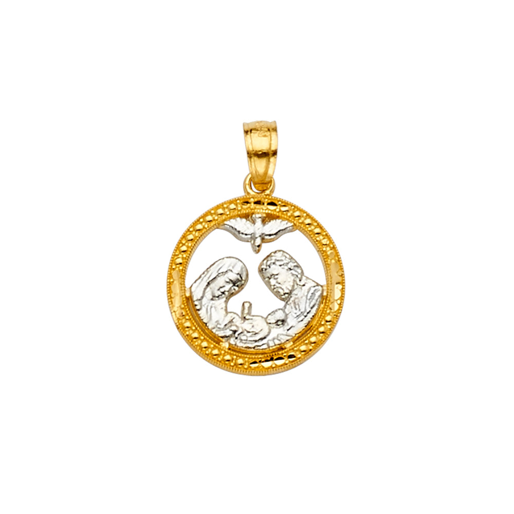 14K Two Tone Gold Baptism Pendant